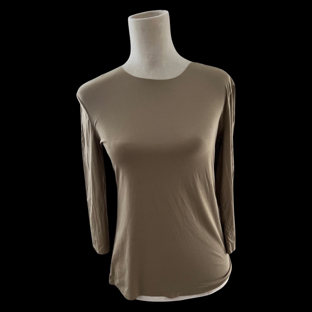 Wolford Modal Top Crew Neck Size S P Tan 3/4 Sleeve T-shirt